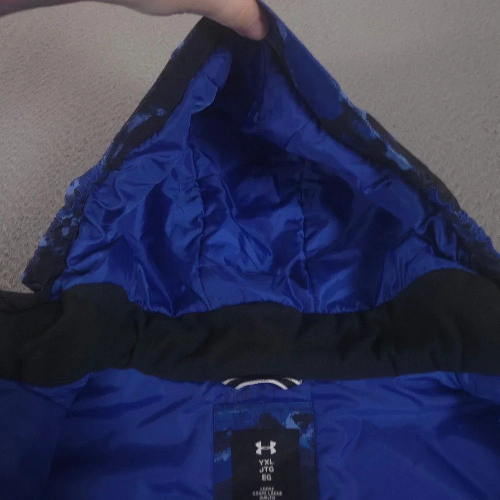 Under Armour Jacket Boys YXL Blue Steeze Eaze Storm Proof Camo Insulated Hooded